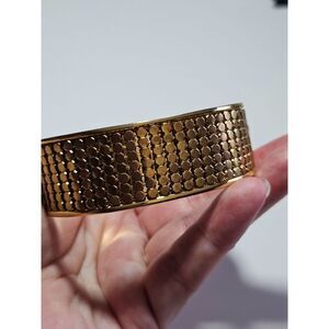 Gold Tone Mesh Chunky Cuff Bracelet Small Size 6"
